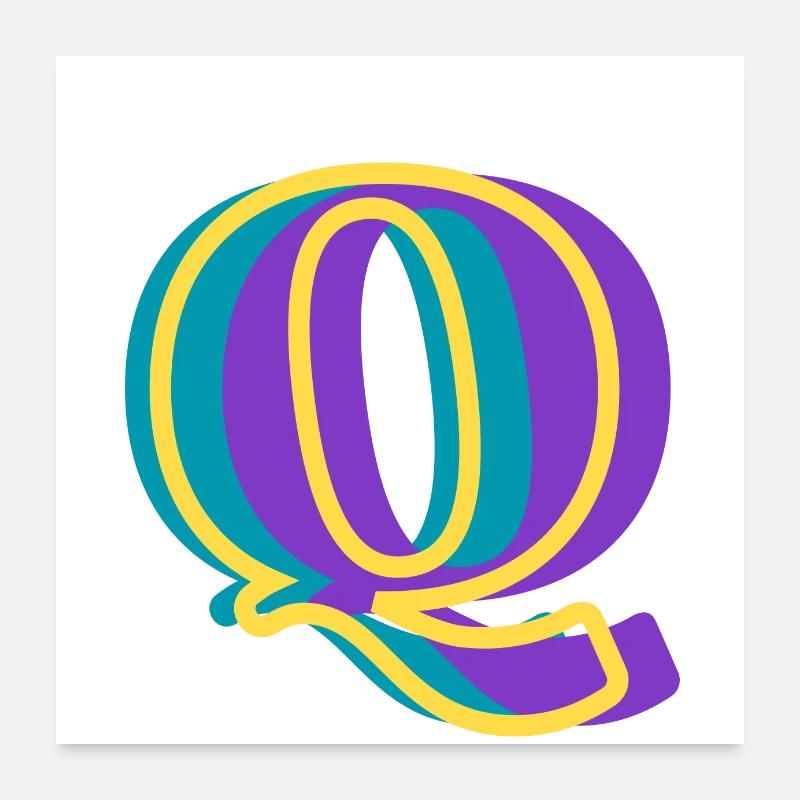 Mehrfarbiger Buchstabe q Poster 60x60 cm