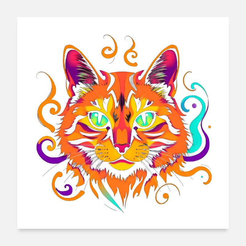 Coole bunte Katze Poster 60x60 cm