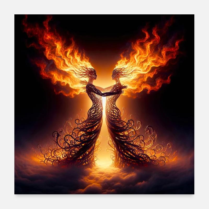 Twin Flames - Poster 24" x 24" (60x60 cm) - white