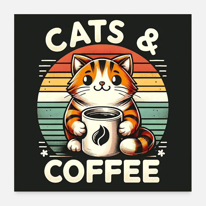 Le chat et le café sont tout ce dont j’ai besoin Poster 60 x 60 cm