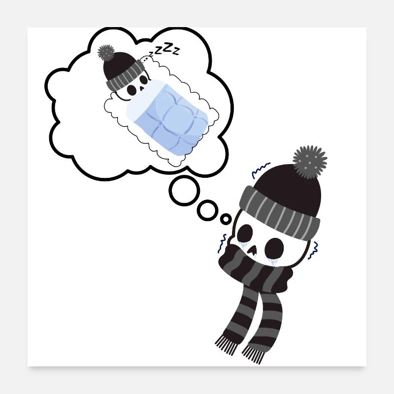 Squelette de vœux pieux en hiver Poster 60 x 60 cm