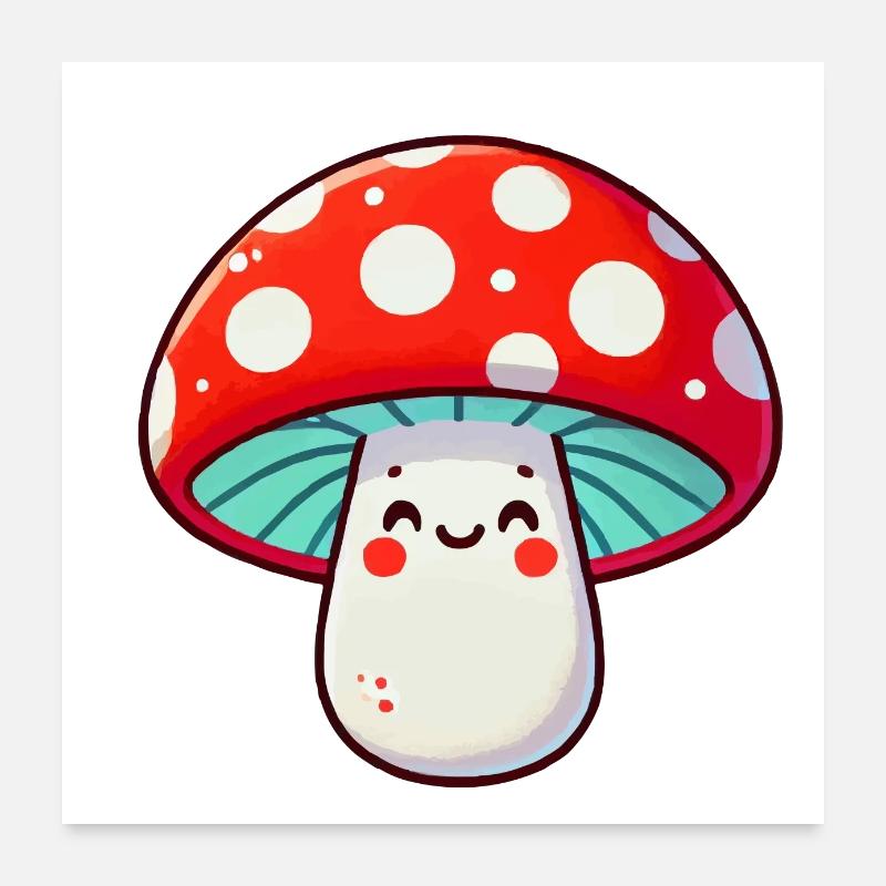 mushroom comic cartoon Poster 24" x 24" (60x60 cm)