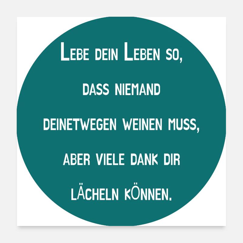 Lebe mit Lächeln - Poster 60x60 cm - Weiß