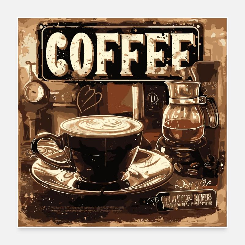 Kaffee klassisch retro Poster 60x60 cm