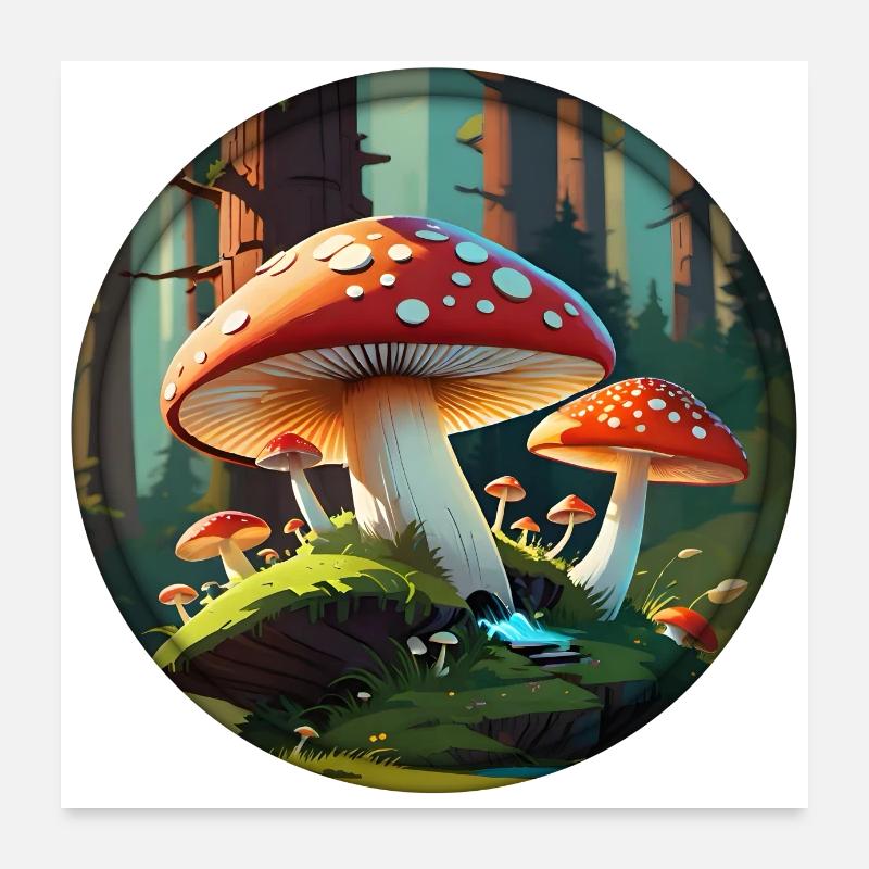 Toadstool - Amanita Muscaria in the Forest 001 Poster 24" x 24" (60x60 cm)