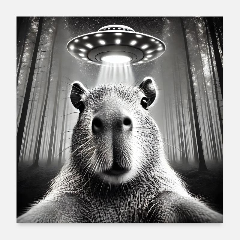 Drôle de Capybara OVNI Alien Poster 60 x 60 cm