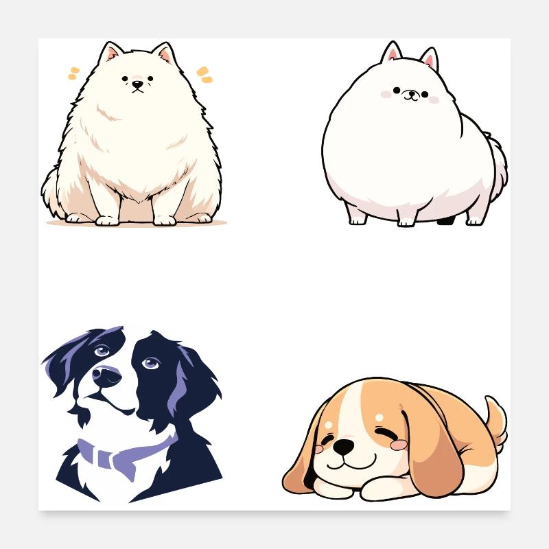 Hunde im vierer Pack Sticker Poster 60x60 cm