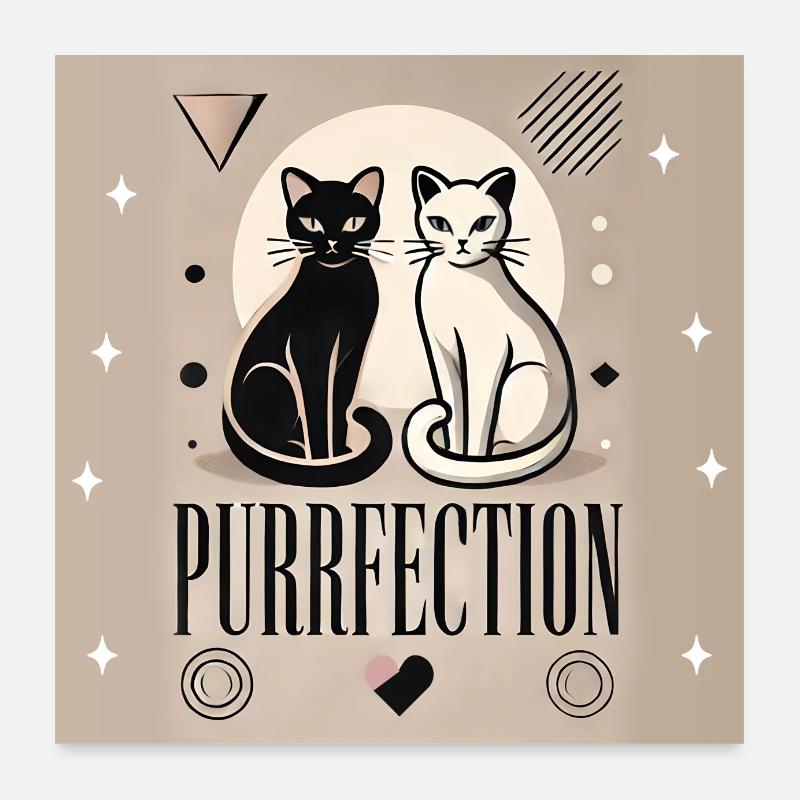 Purrfection - Elegant Cat Duo in Black and White Poster 24" x 24" (60x60 cm)