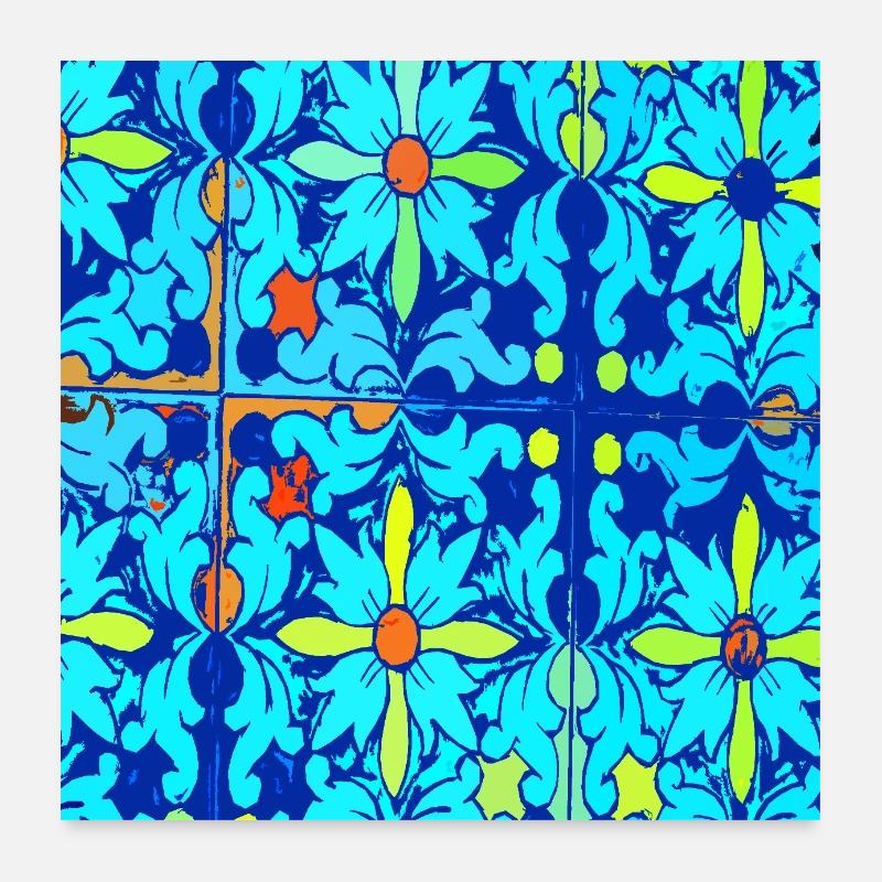 Blaue Keramik Poster 60x60 cm
