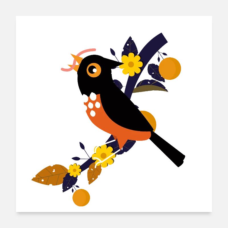 Gartensperling - Poster 60x60 cm - Weiß