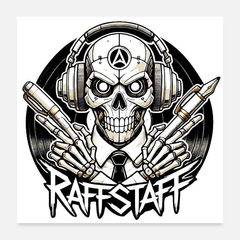 Casque col blanc Skull Graffiti - raffstaff® Poster 60 x 60 cm