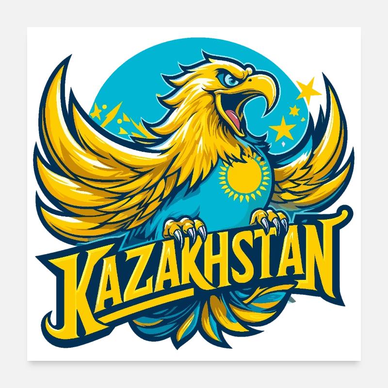 Kazakhstan Eagle Sun Flag Flag Gift Poster 24" x 24" (60x60 cm)
