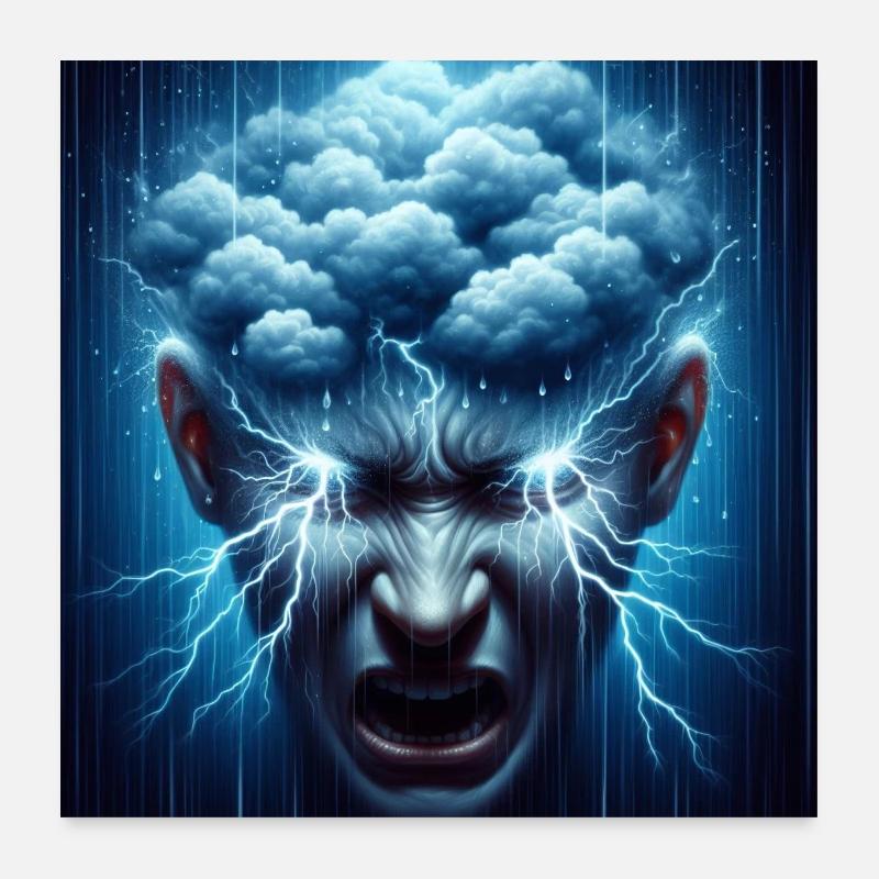 Gewitter in Kopf Poster 60x60 cm