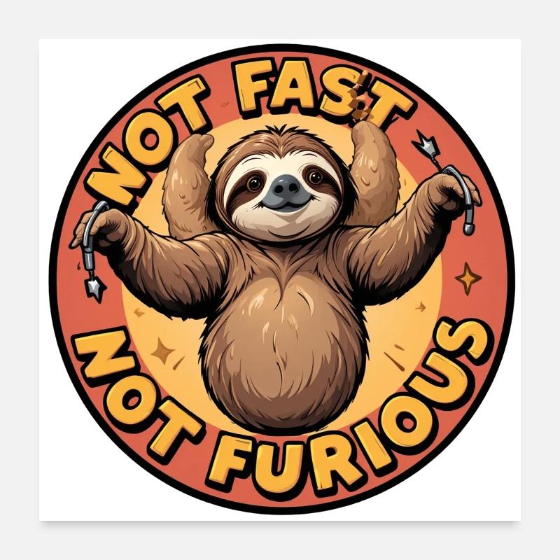 Faultier - not fast not furious 0043445 Poster 60x60 cm
