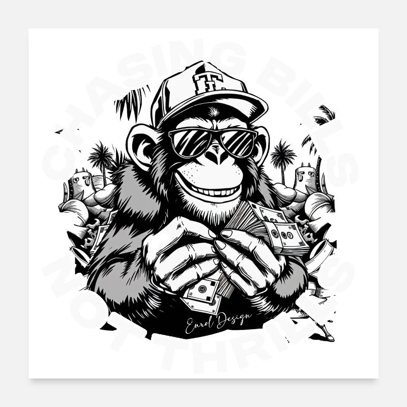 Money Ape White – Exclusivité EnrolDesign Poster 60 x 60 cm