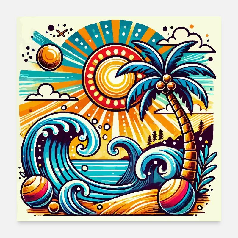 Coucher de soleil tropical Poster 60 x 60 cm