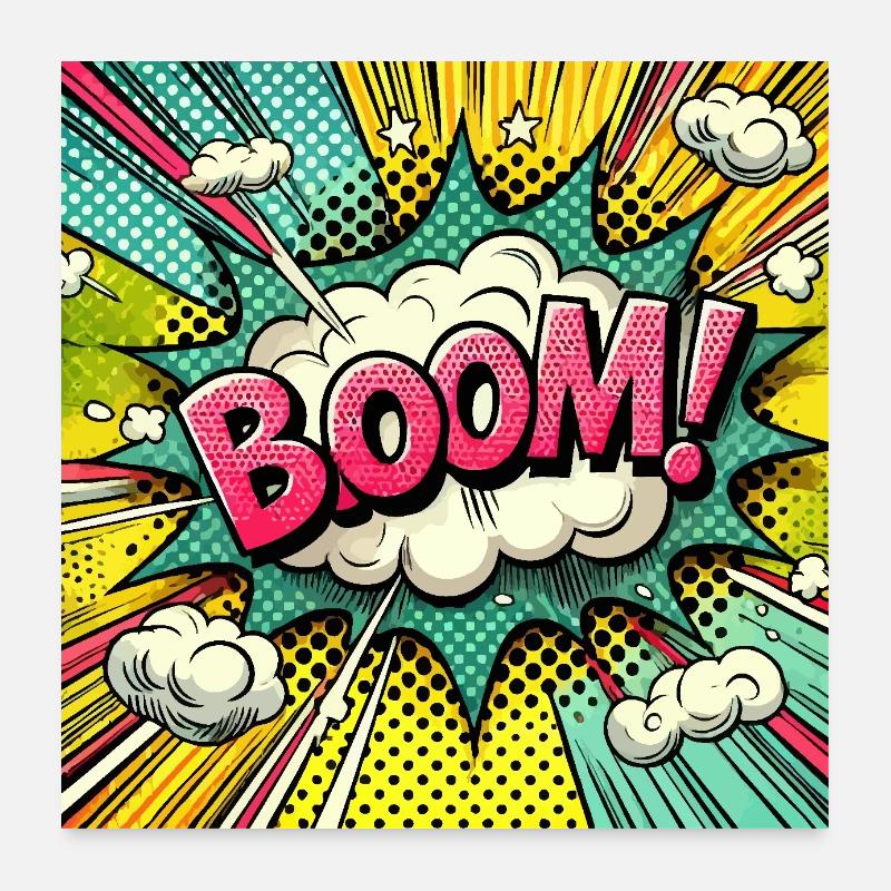 BOOM! - Explosion de bande dessinée - Poster 60 x 60 cm - blanc