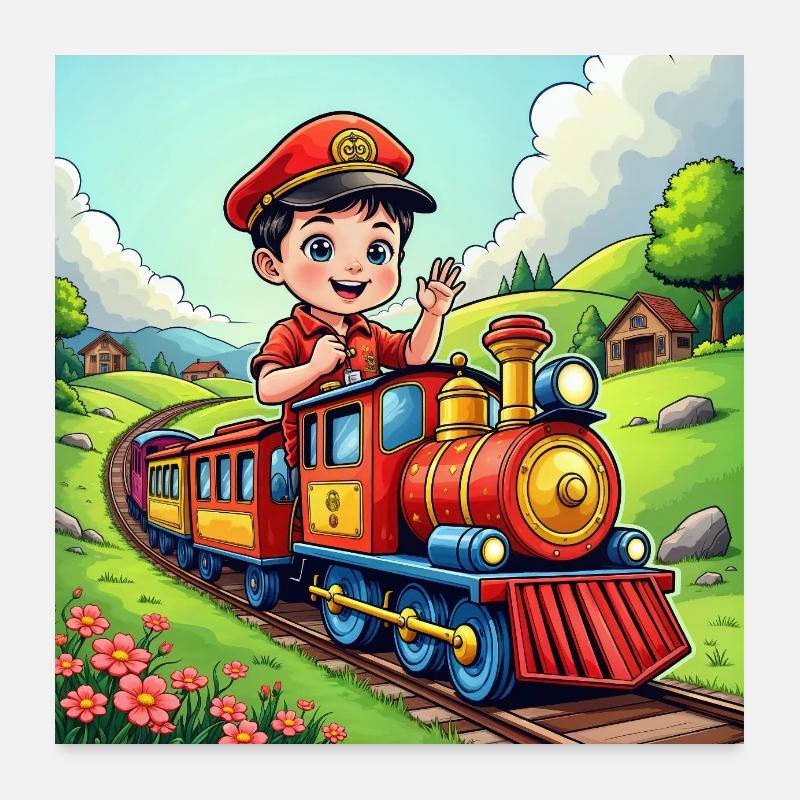 Child driving trains Poster 24" x 24" (60x60 cm)