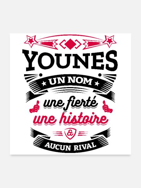 YOUNES UN NOM UNE FIERTÉ AUCUN RIVAL - Poster 60 x 60 cm - blanc - Devant