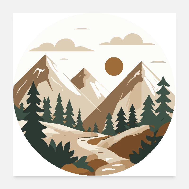Mountain Hiking Poster 24" x 24" (60x60 cm)
