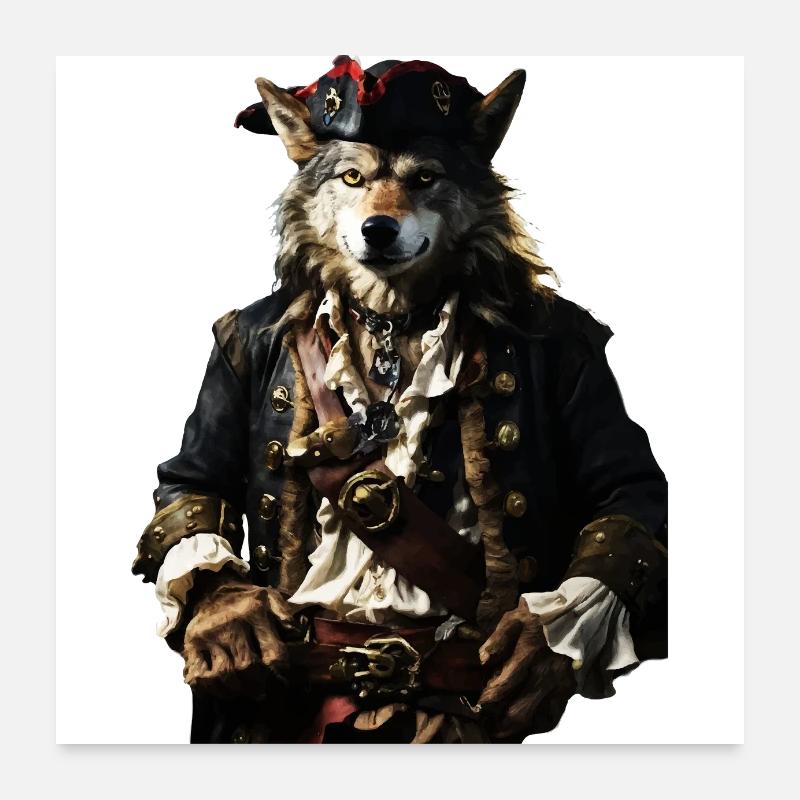 Loup pirate Poster 60 x 60 cm