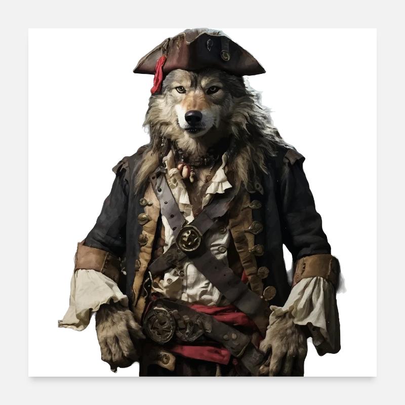 Pirate Wolf Poster 24" x 24" (60x60 cm)