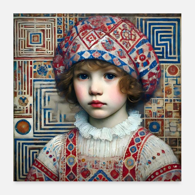 Boy with cap - Poster 24" x 24" (60x60 cm) - white