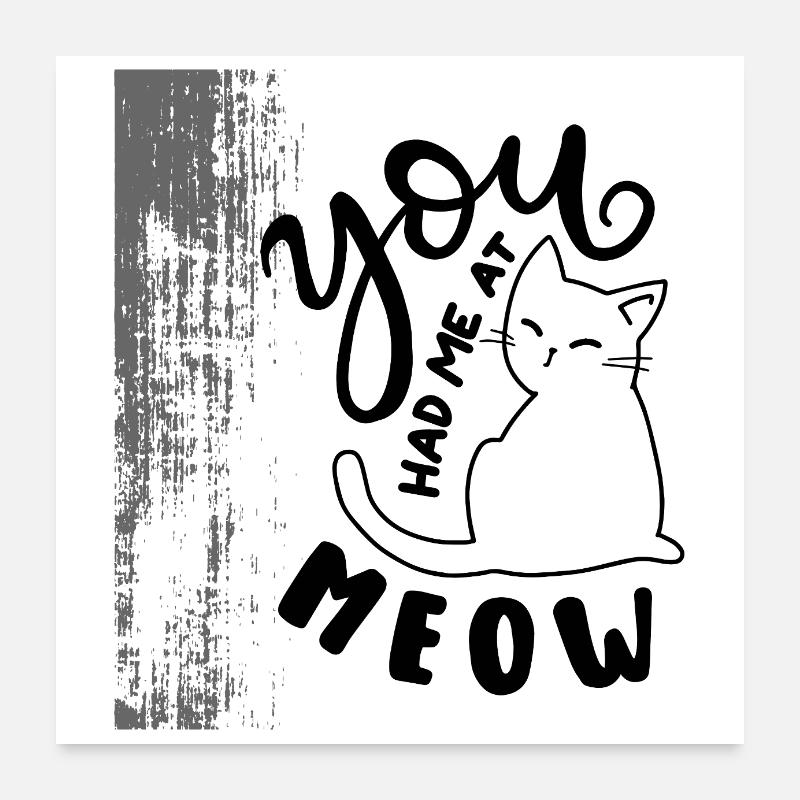 You Had Me at Meow - Adorable Cat Lover Design Poster 24" x 24" (60x60 cm)