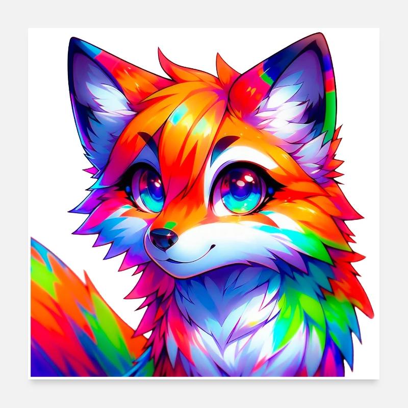 Colorful Fox - Poster 24" x 24" (60x60 cm) - white