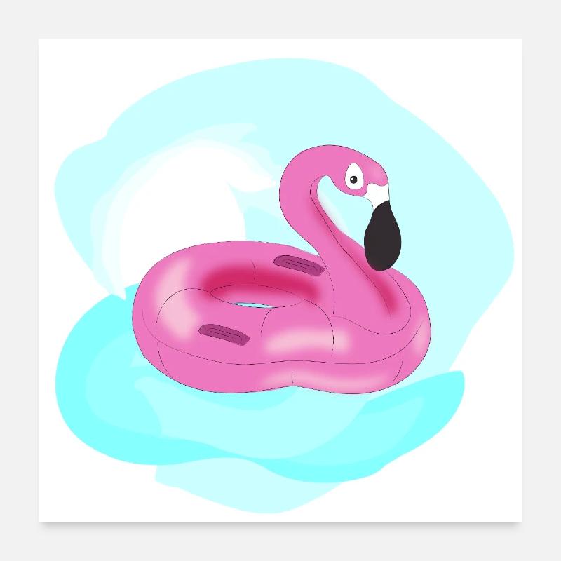 Pink pelican pool inflatable Poster 24" x 24" (60x60 cm)