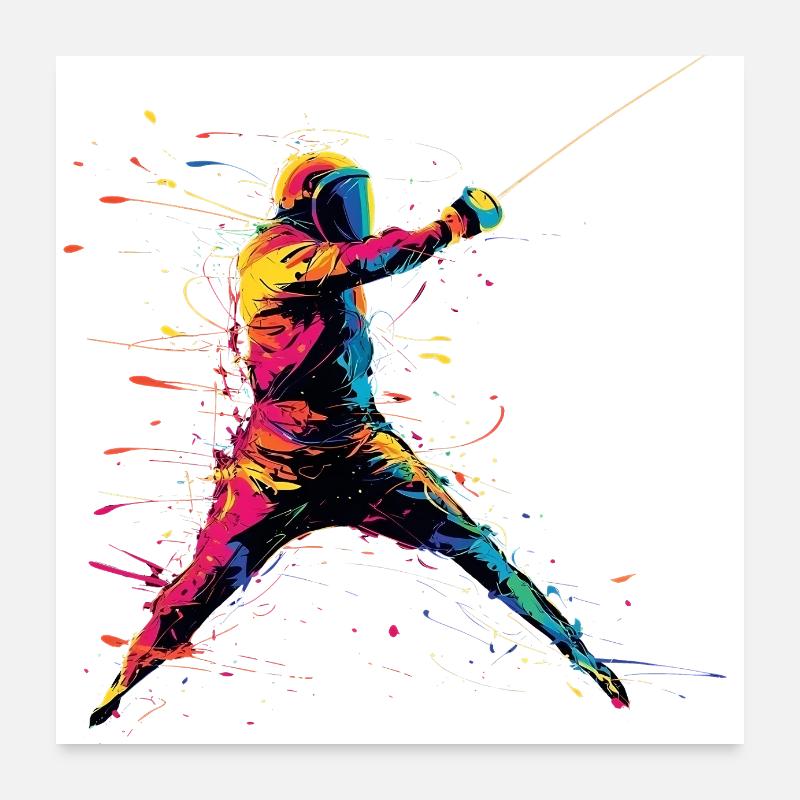 Fechten Fechter Geschenk Poster 60x60 cm