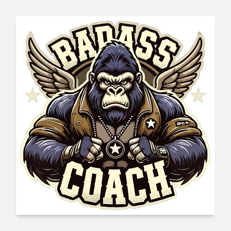 Badass Trainer Coach Gorilla Gift Poster 24" x 24" (60x60 cm)