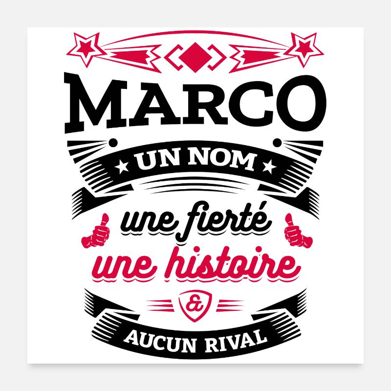MARCO UN NOM UNE FIERTÉ AUCUN RIVAL Poster 60 x 60 cm
