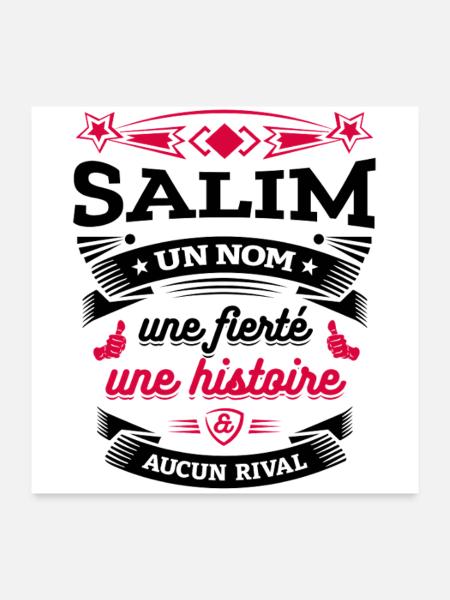 SALIM UN NOM UNE FIERTÉ AUCUN RIVAL - Poster 60 x 60 cm - blanc - Devant