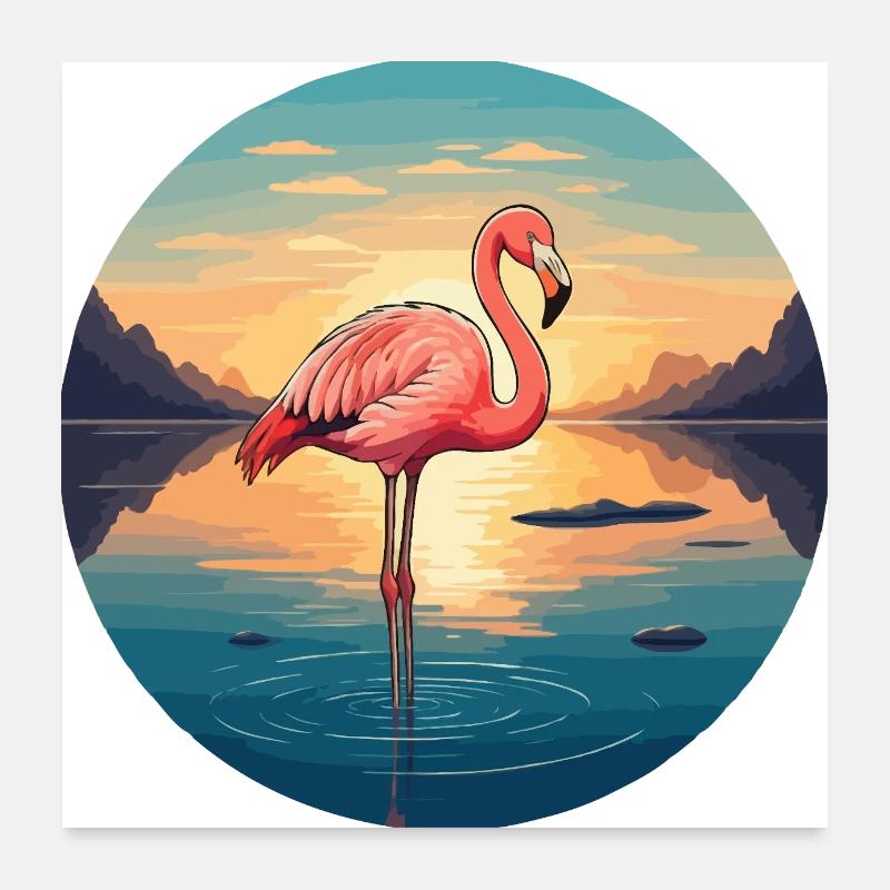 Flamingo at sunrise Poster 24" x 24" (60x60 cm)