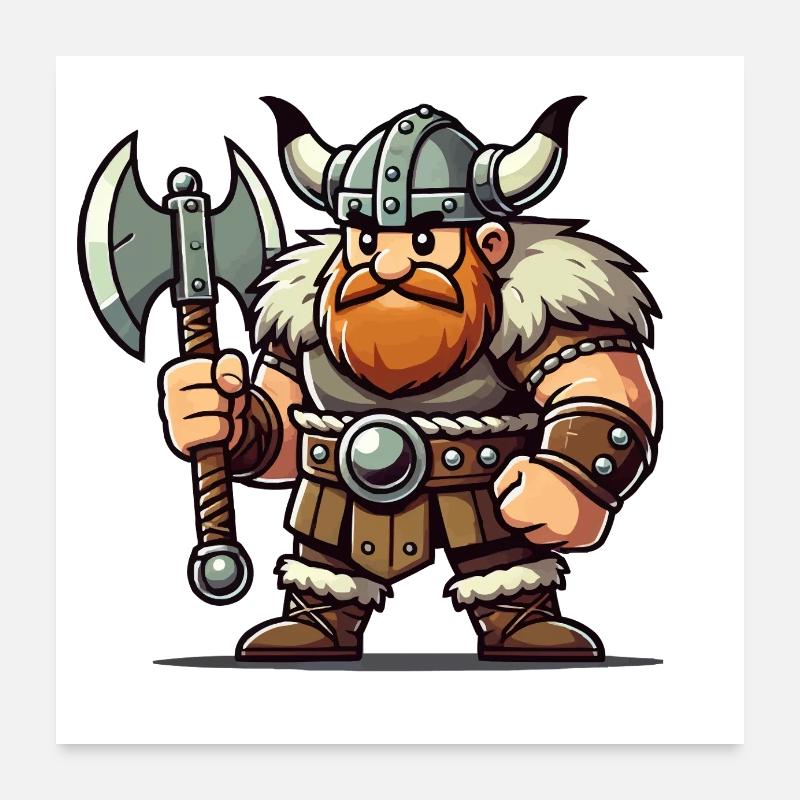 Bande dessinée viking Poster 60 x 60 cm