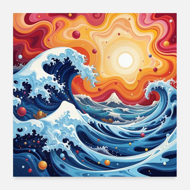 Abstract sunset over the sea Poster 24" x 24" (60x60 cm)