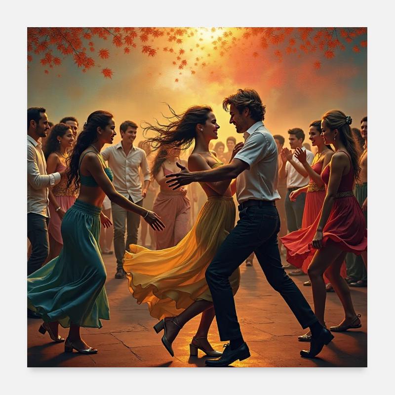 Menschen tanzen Poster 60x60 cm