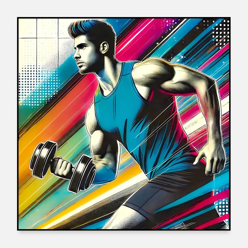 Sportlicher Mann - Poster 60x60 cm - Weiß