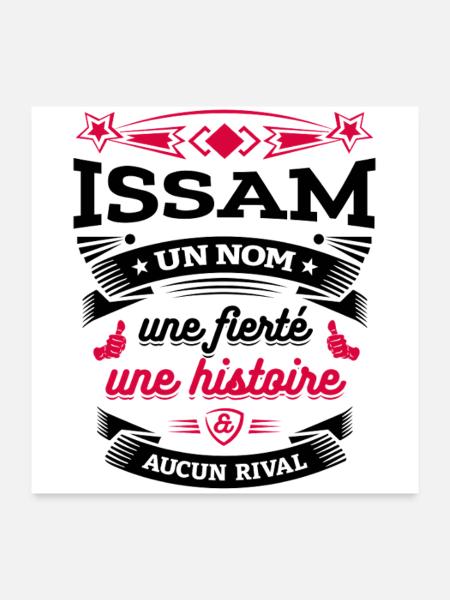 ISSAM UN NOM UNE FIERTÉ AUCUN RIVAL - Poster 60 x 60 cm - blanc - Devant