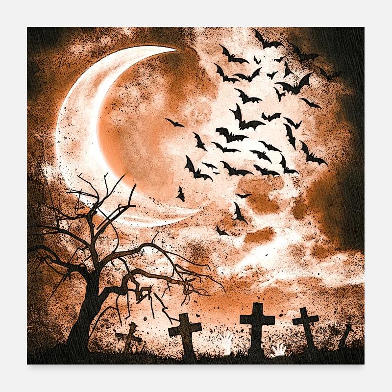 Bäume, fledermäuse, Friedhöfe, verregnet Poster 60x60 cm