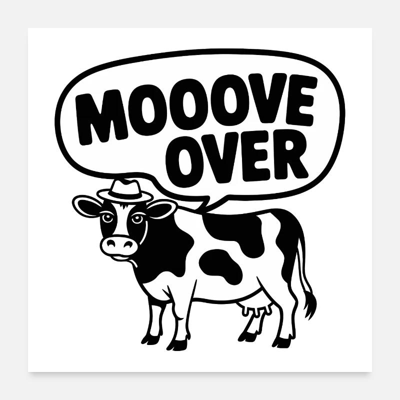 MOOOVE OVER Vache - Poster 60 x 60 cm - blanc