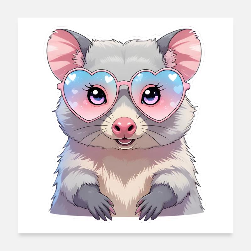 Opossum mit Brille Poster 60x60 cm