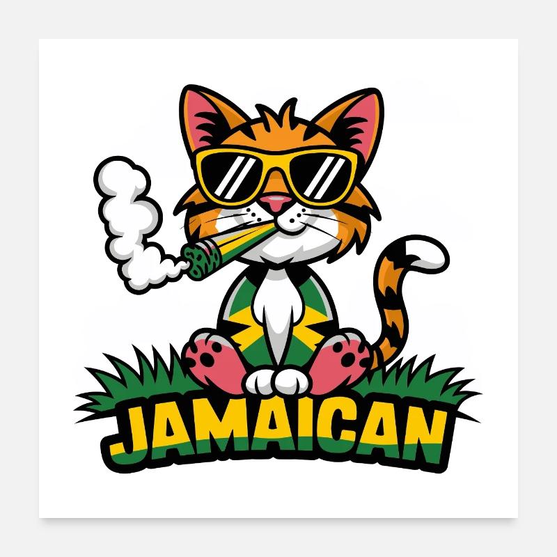 Chat jamaïcain - Chat Rasta Poster 60 x 60 cm