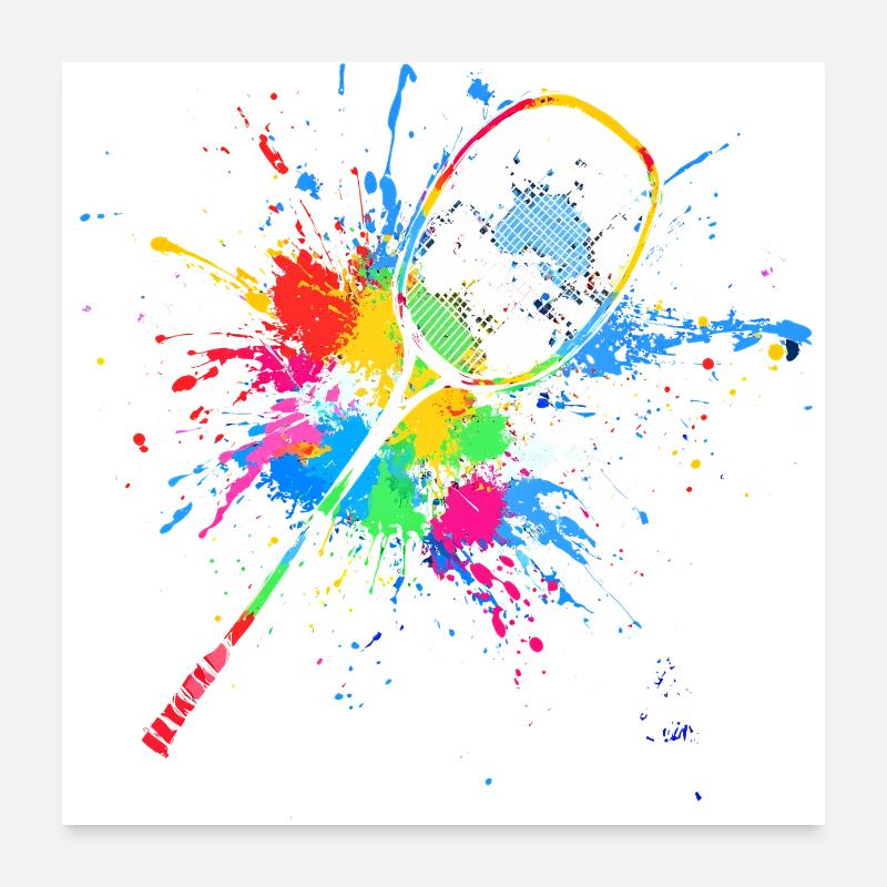 Raquette de badminton colorée Badminton Poster 60 x 60 cm