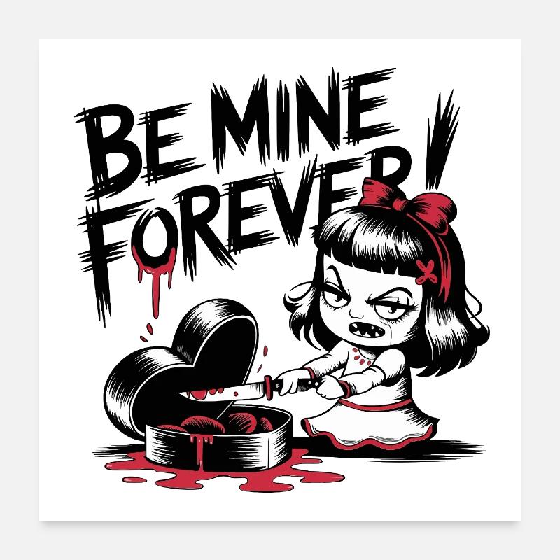 Be Mine Forever - Gothic Valentine's Dark Humor Poster 24" x 24" (60x60 cm)