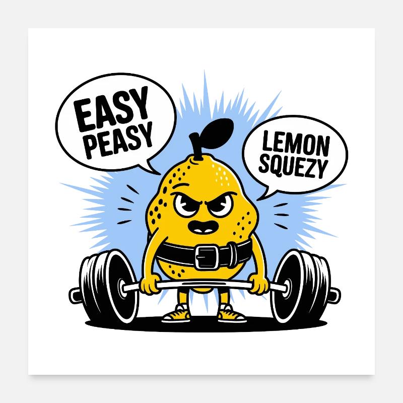 Easy Peasy Lemon Squeezy - Funny Lemon Gym Workout Poster 24" x 24" (60x60 cm)