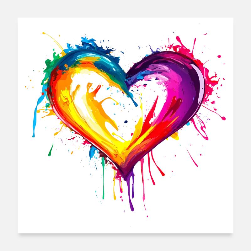 Rainbow Heart Poster 24" x 24" (60x60 cm)