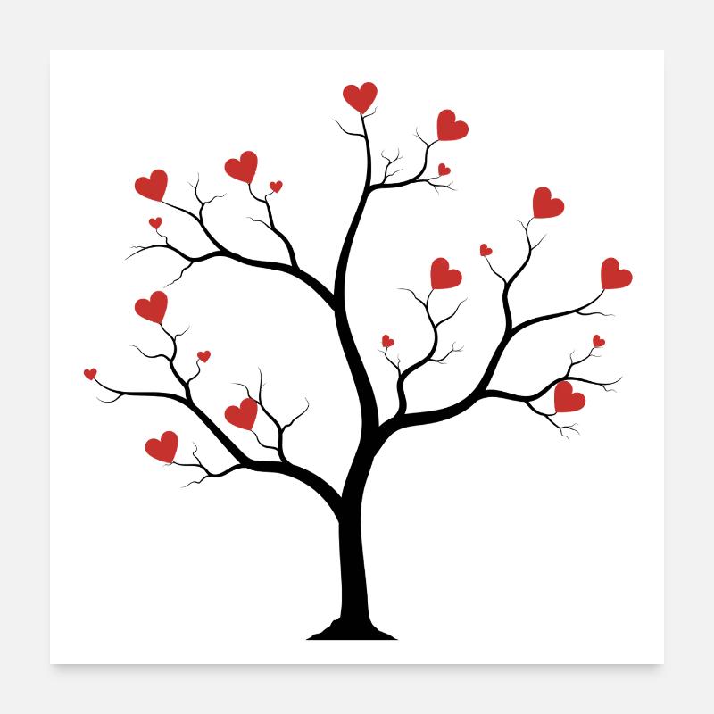 arbre avec des cœurs Poster 60 x 60 cm