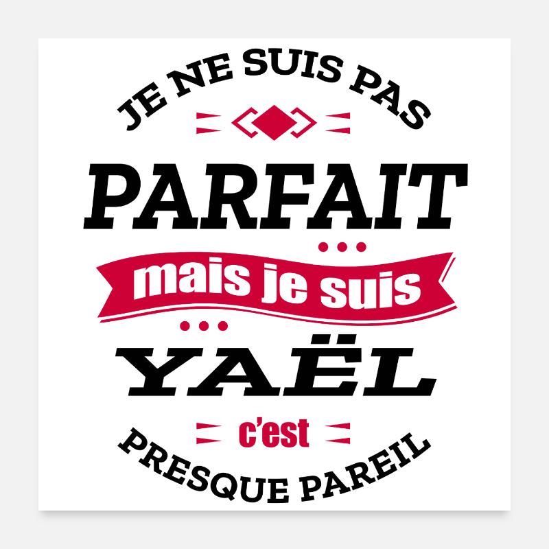YAËL PARFAIT - PRENOM YAËL - Poster 60 x 60 cm - blanc
